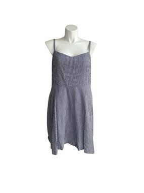 Old Navy Blue White Gingham Sleeveless Summer Mini Dress 2X Cottage Smocked Back